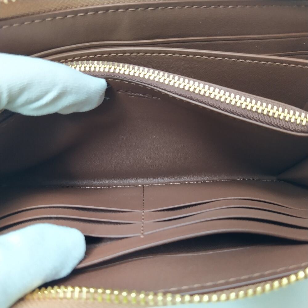Coach Signature Khaki Saddle Leather Zip Around Credit Card Wallet - NWT $298 - Picture 15 of 16